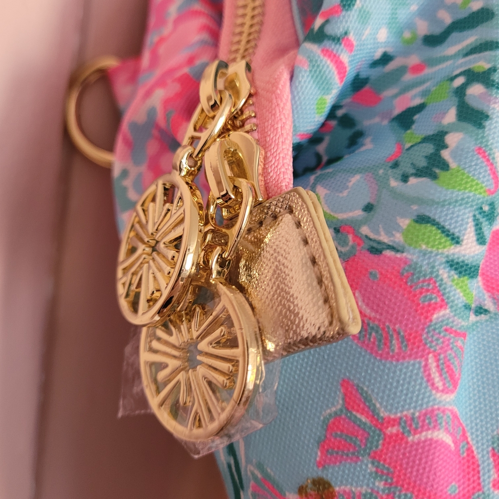 LillyGold Charm Floral Print Lunchbox/Tote/Backpack  - Pink & Blue